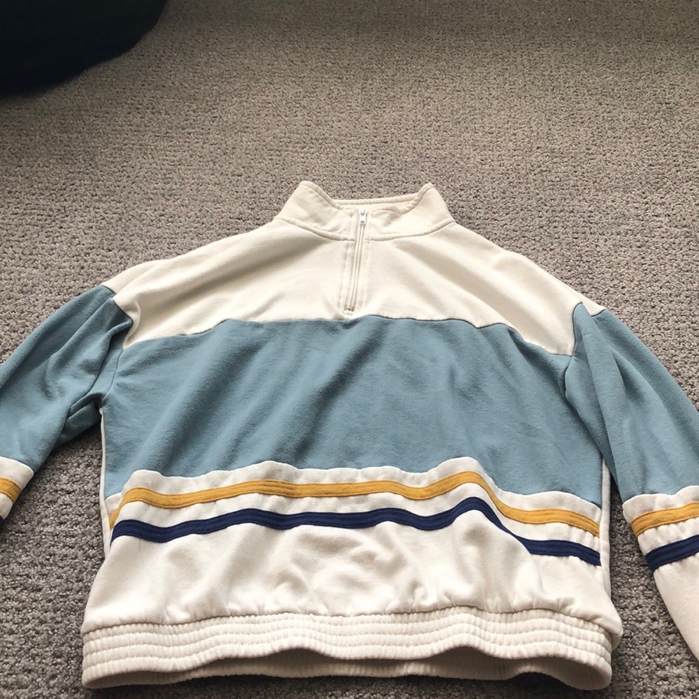 Quarter Zip up sweater white, blue, yellow, navy